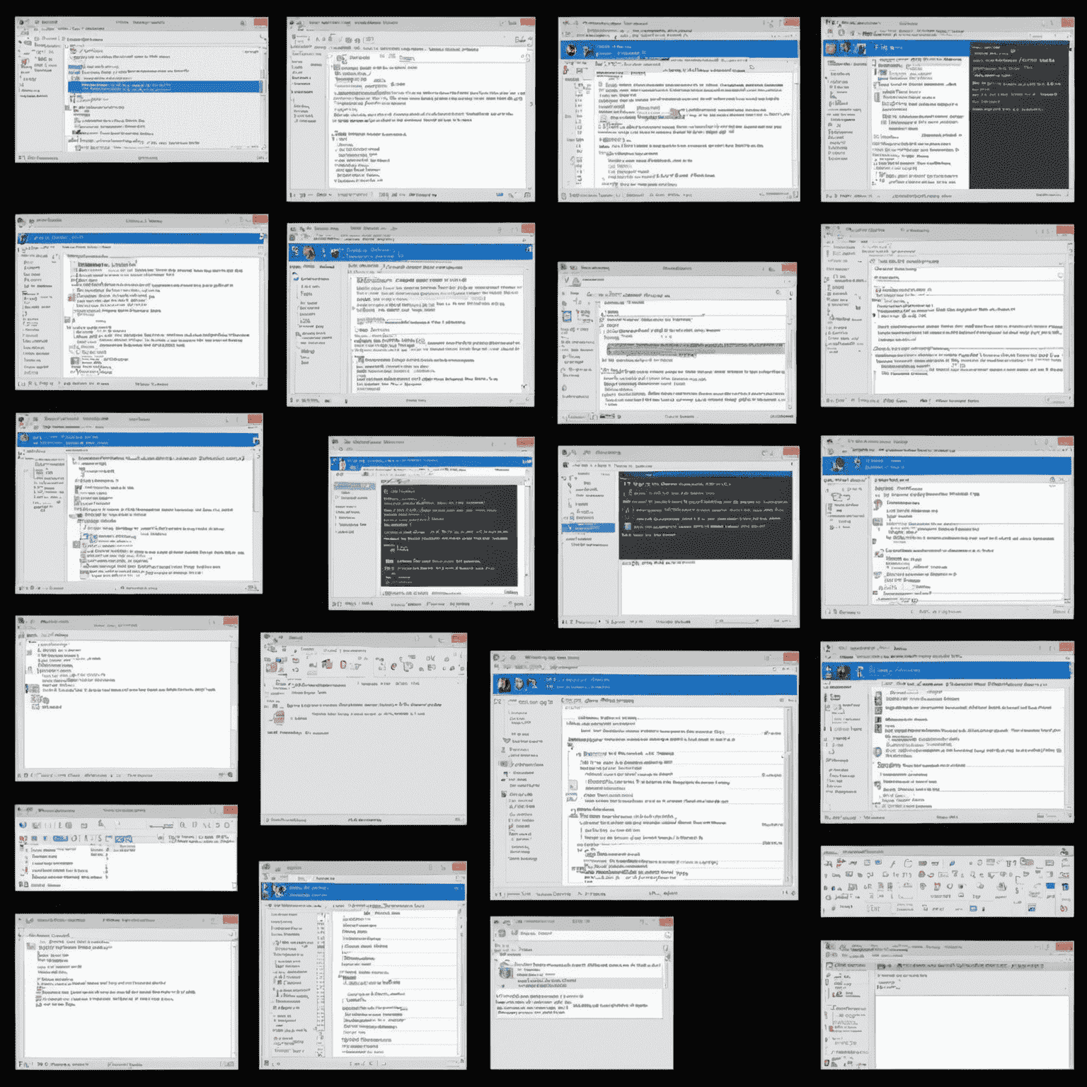 A collage of WinSCP's advanced features, including split-screen file management, synchronization options, and integrated text editor